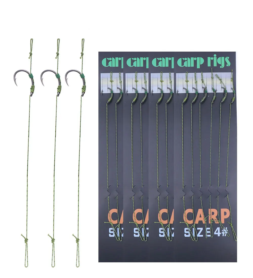 6pcs Carp Fishing Ready Tied Hair Rigs Alloy Steel Carp Fishing Hook Braided Line For Method Feeder Fishing Accessories Tackle