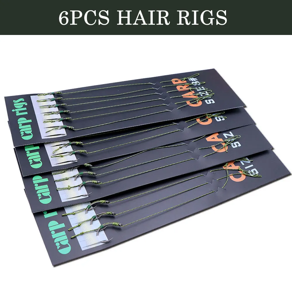 6pcs Carp Fishing Ready Tied Hair Rigs Alloy Steel Carp Fishing Hook Braided Line For Method Feeder Fishing Accessories Tackle