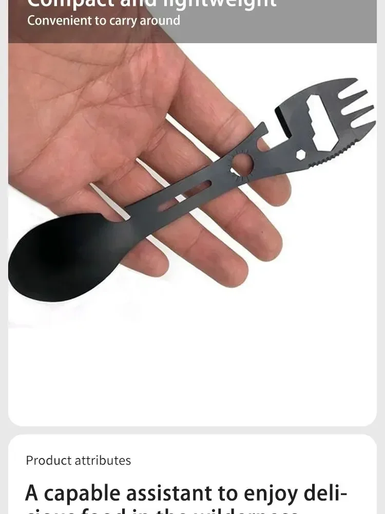 Camping Utensils Set Stainless Steel Outdoor Survival Gear 5 in 1 Tableware Travel Hiking Cutlery Fork Spoon Opener