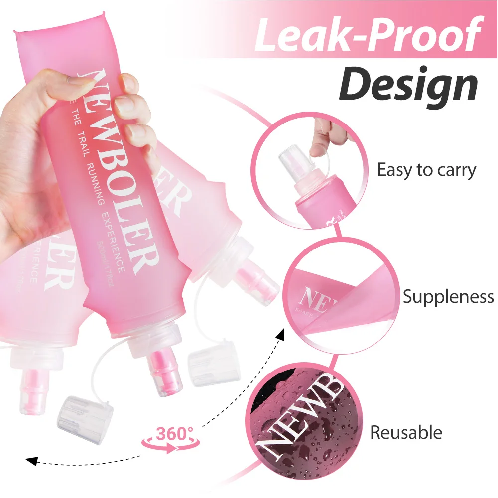NEWBOLER 150/250/500ml Water Bottle TPU Collapsible Soft Flask Outdoor Sport Hiking Camping Running Portable Soft Water Bottle