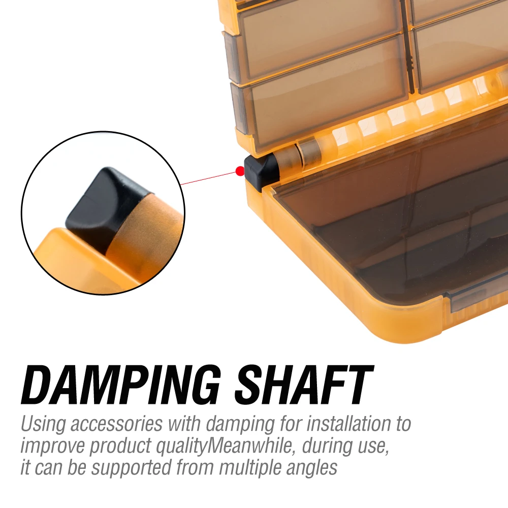 1Pc Fishing Tackle Box with Independent Compartments & DIY Partitions Damping Shaft Design for Fishing Accessories Storage