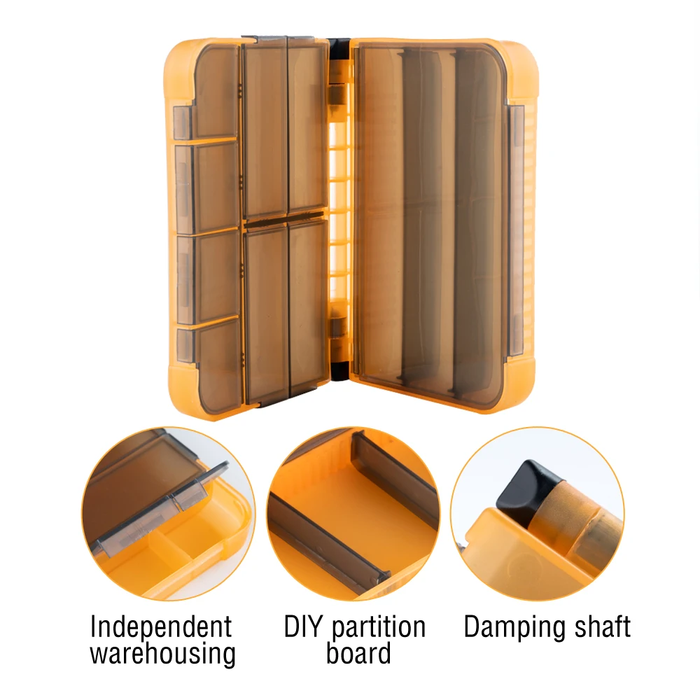 1Pc Fishing Tackle Box with Independent Compartments & DIY Partitions Damping Shaft Design for Fishing Accessories Storage