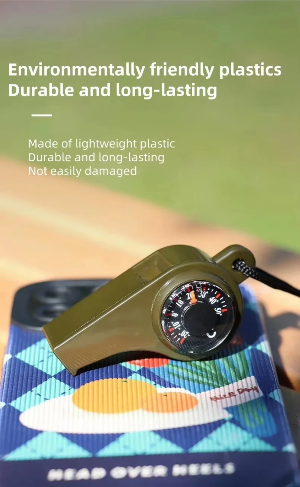 3in1 Outdoor Emergency Whistle with Compass, Thermometer, Outdoor Whistle, Convenient to Carry Suitable for Camping and Hiking