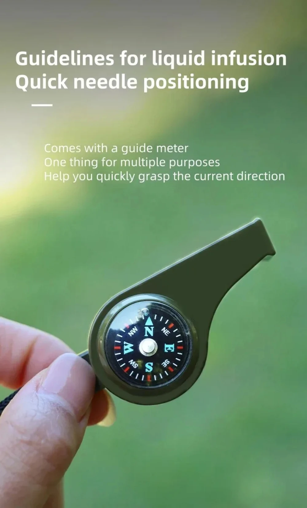 3in1 Outdoor Emergency Whistle with Compass, Thermometer, Outdoor Whistle, Convenient to Carry Suitable for Camping and Hiking