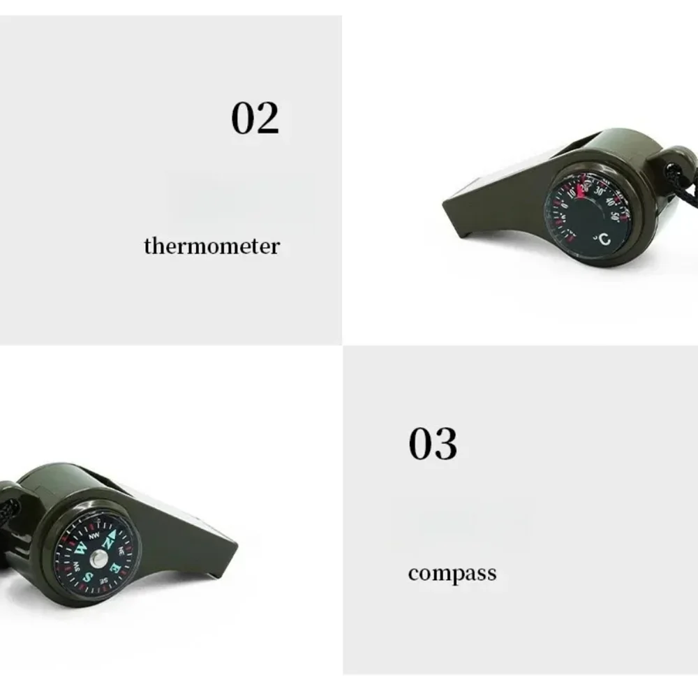 3in1 Outdoor Emergency Whistle with Compass, Thermometer, Outdoor Whistle, Convenient to Carry Suitable for Camping and Hiking