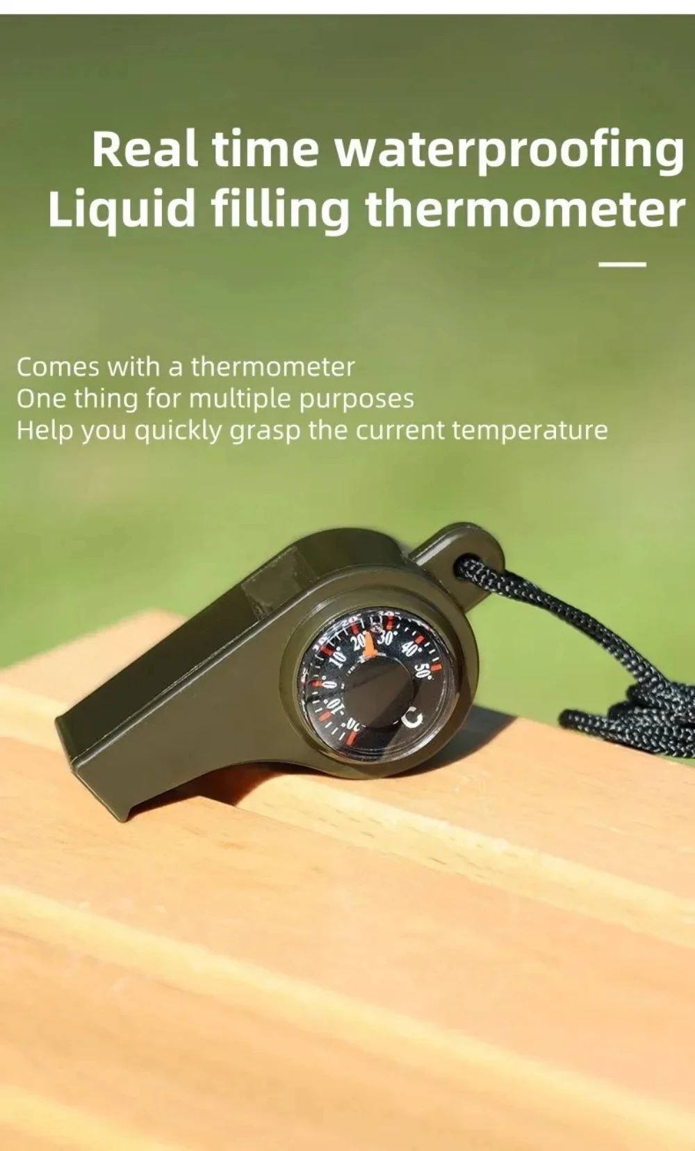 3in1 Outdoor Emergency Whistle with Compass, Thermometer, Outdoor Whistle, Convenient to Carry Suitable for Camping and Hiking