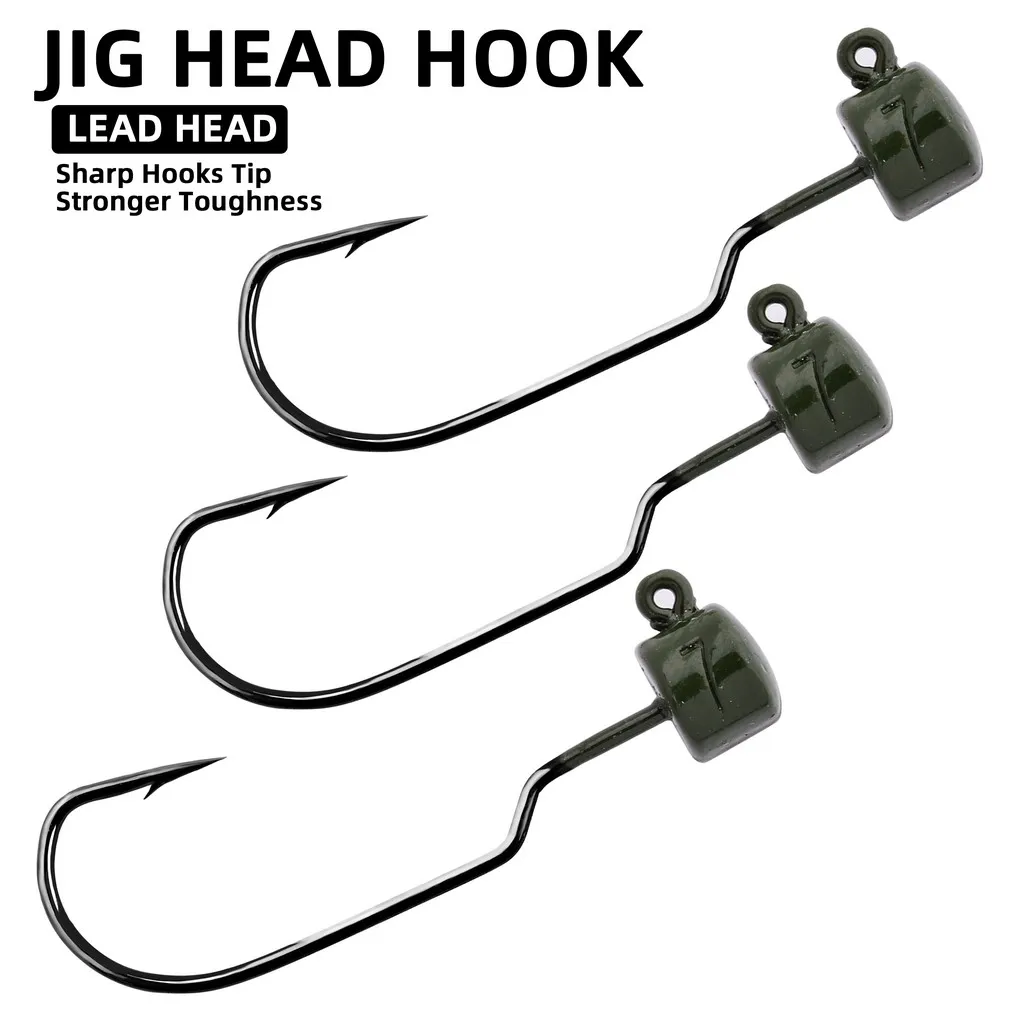 10PCS/LOT 3.5G 5G 7G Barbed Jig Head Worm Soft Bait Lead Head Hook High Carbon Steel For Carp Bass Fishing Lures