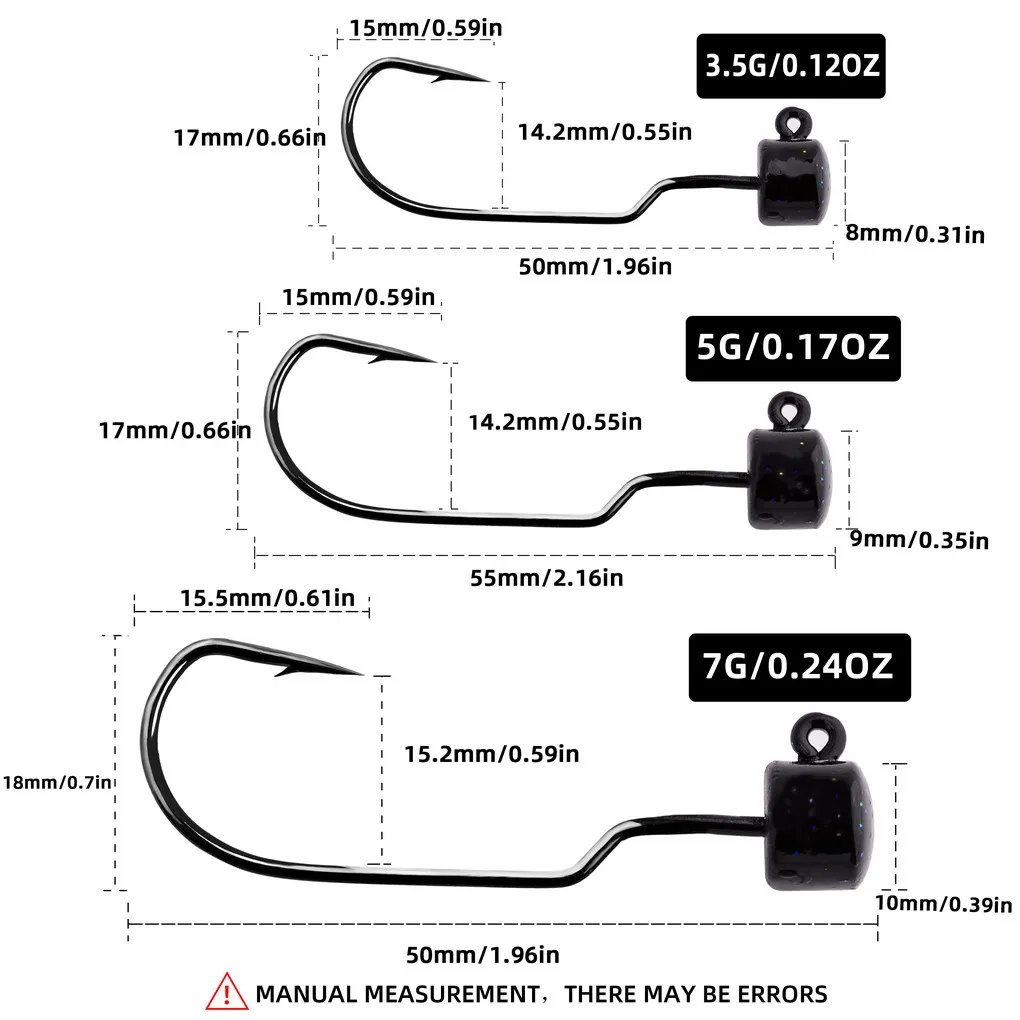 10PCS/LOT 3.5G 5G 7G Barbed Jig Head Worm Soft Bait Lead Head Hook High Carbon Steel For Carp Bass Fishing Lures