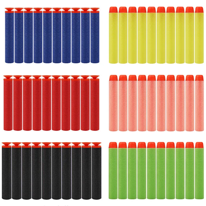 50/100pcs 7.2cm For Nerf Soft Bullets Darts Round Head Refill Sponge Darts Children Toy Gun Bccessories Bullet For Nerf Blasters