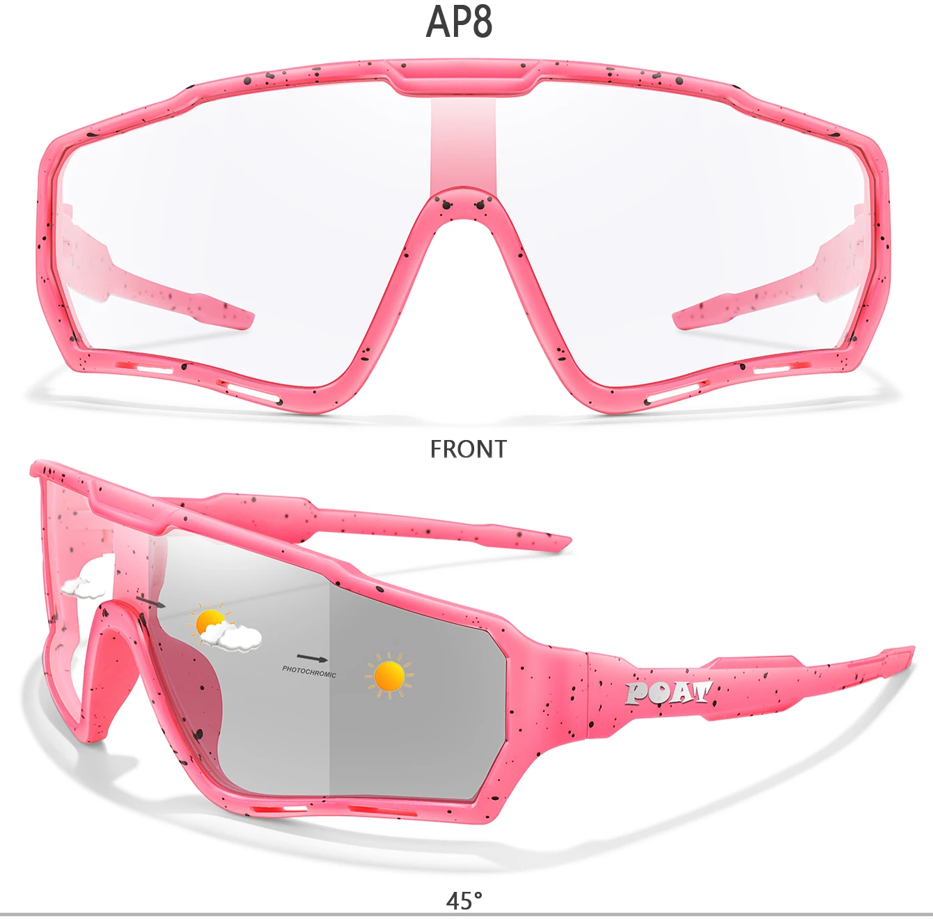 3 Packs Photochromic Cycling Sunglasses for Men and Women Outdoor Sports Full Frame Glasses for Running Cycling Hiking Unisex