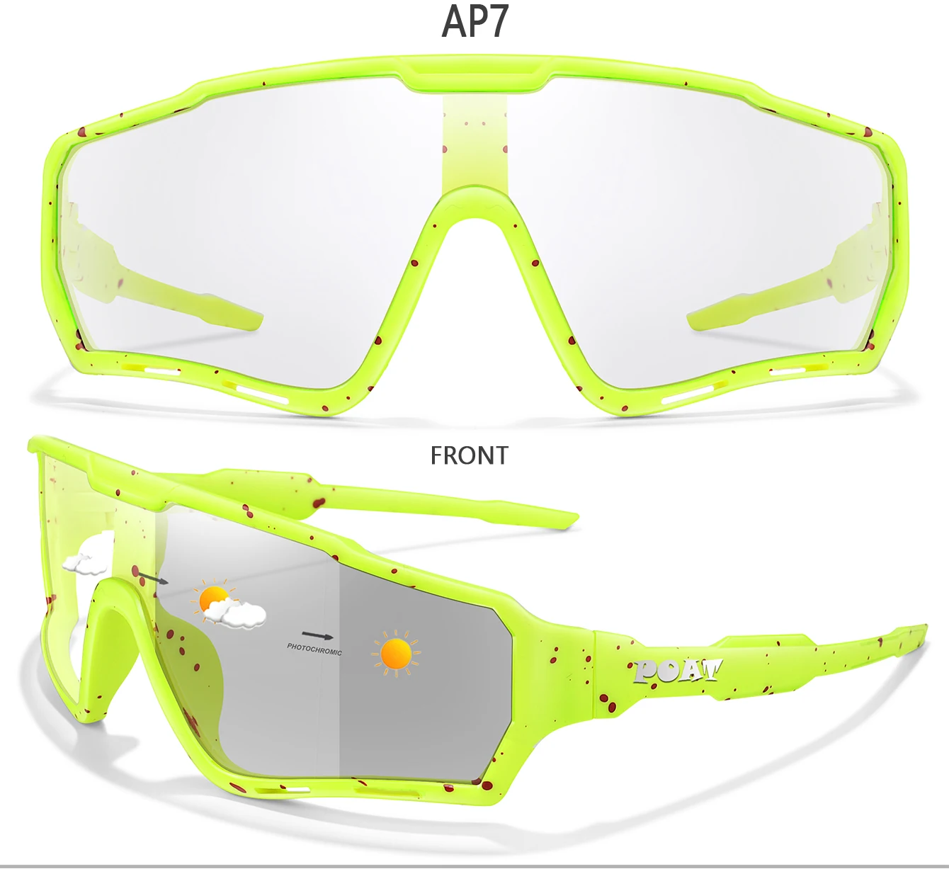 3 Packs Photochromic Cycling Sunglasses for Men and Women Outdoor Sports Full Frame Glasses for Running Cycling Hiking Unisex