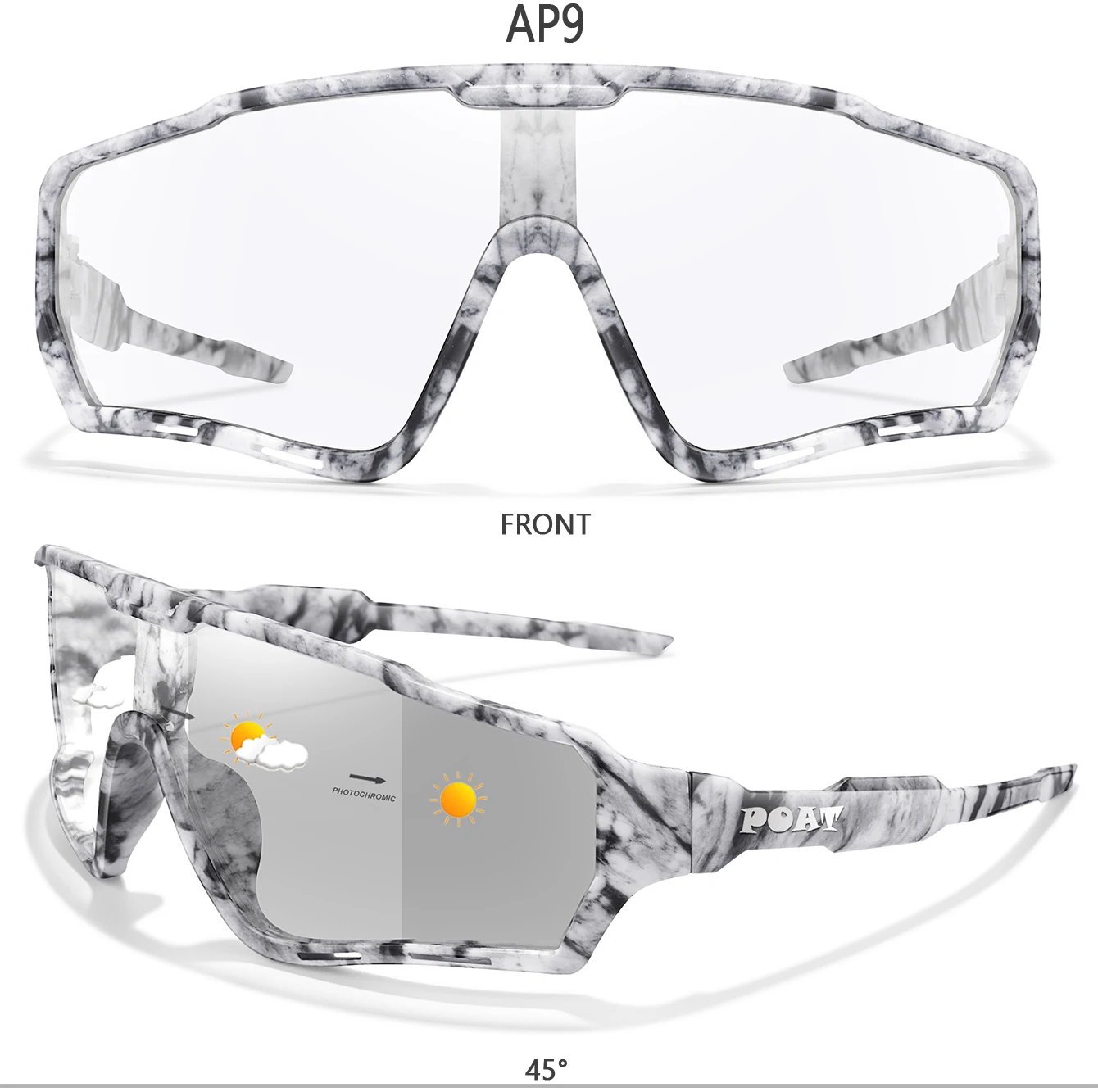 3 Packs Photochromic Cycling Sunglasses for Men and Women Outdoor Sports Full Frame Glasses for Running Cycling Hiking Unisex