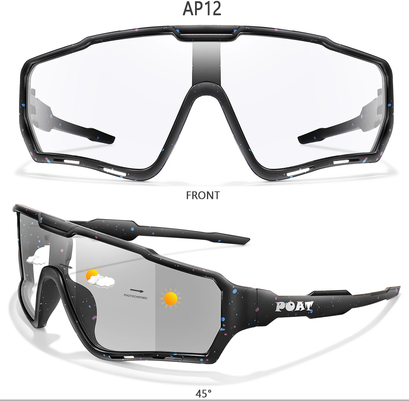 3 Packs Photochromic Cycling Sunglasses for Men and Women Outdoor Sports Full Frame Glasses for Running Cycling Hiking Unisex