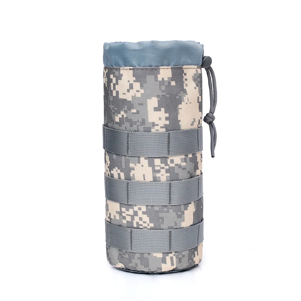 Tactical Molle Water Bottle Bag Outdoor Hiking Camping Drawstring Holder Multifunction Bottle Storage Pouch Pocket