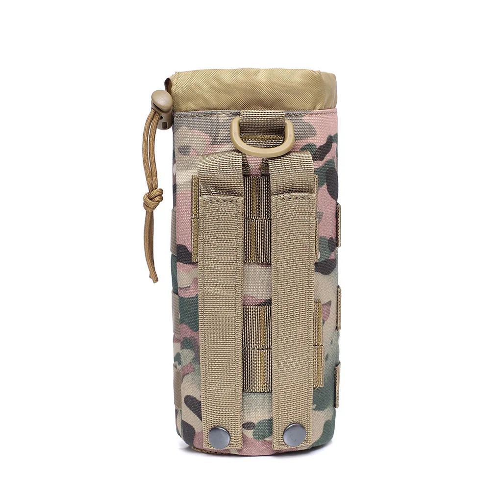 Tactical Molle Water Bottle Bag Outdoor Hiking Camping Drawstring Holder Multifunction Bottle Storage Pouch Pocket