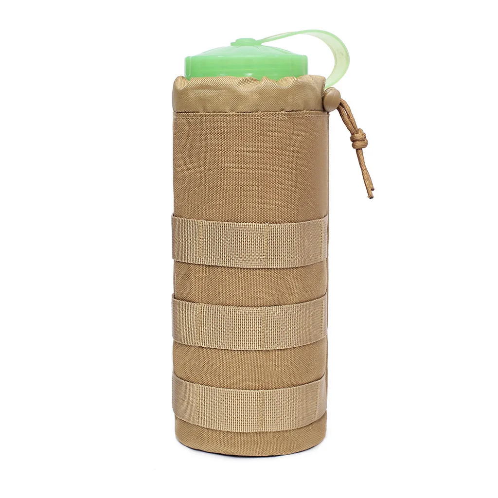 Tactical Molle Water Bottle Bag Outdoor Hiking Camping Drawstring Holder Multifunction Bottle Storage Pouch Pocket