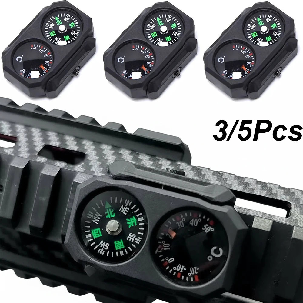 3/5Pcs Compass Thermometer Combo 2 in 1 Tactical Airsoft AR15 M4 M16 Compact Navigation Thermometer for 20mm Rail Gun Accessory