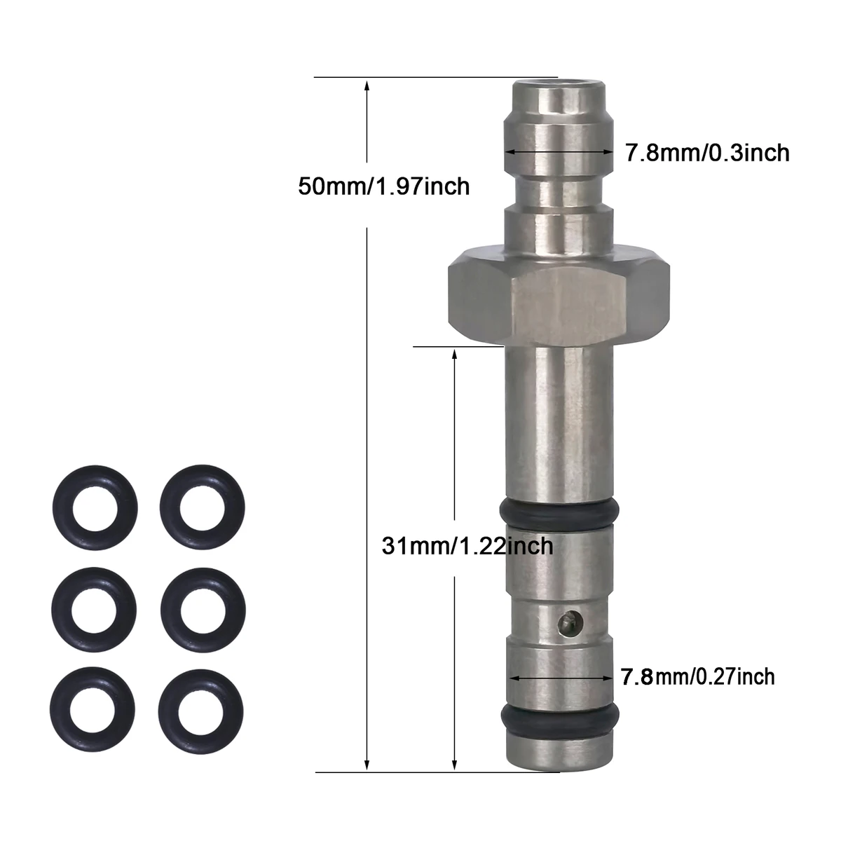 Stainless Steel Filling Probe Quick Charging Adapter Valve 8mm Fill Nipple or 1/8BSPP Thread for High Pressure Air