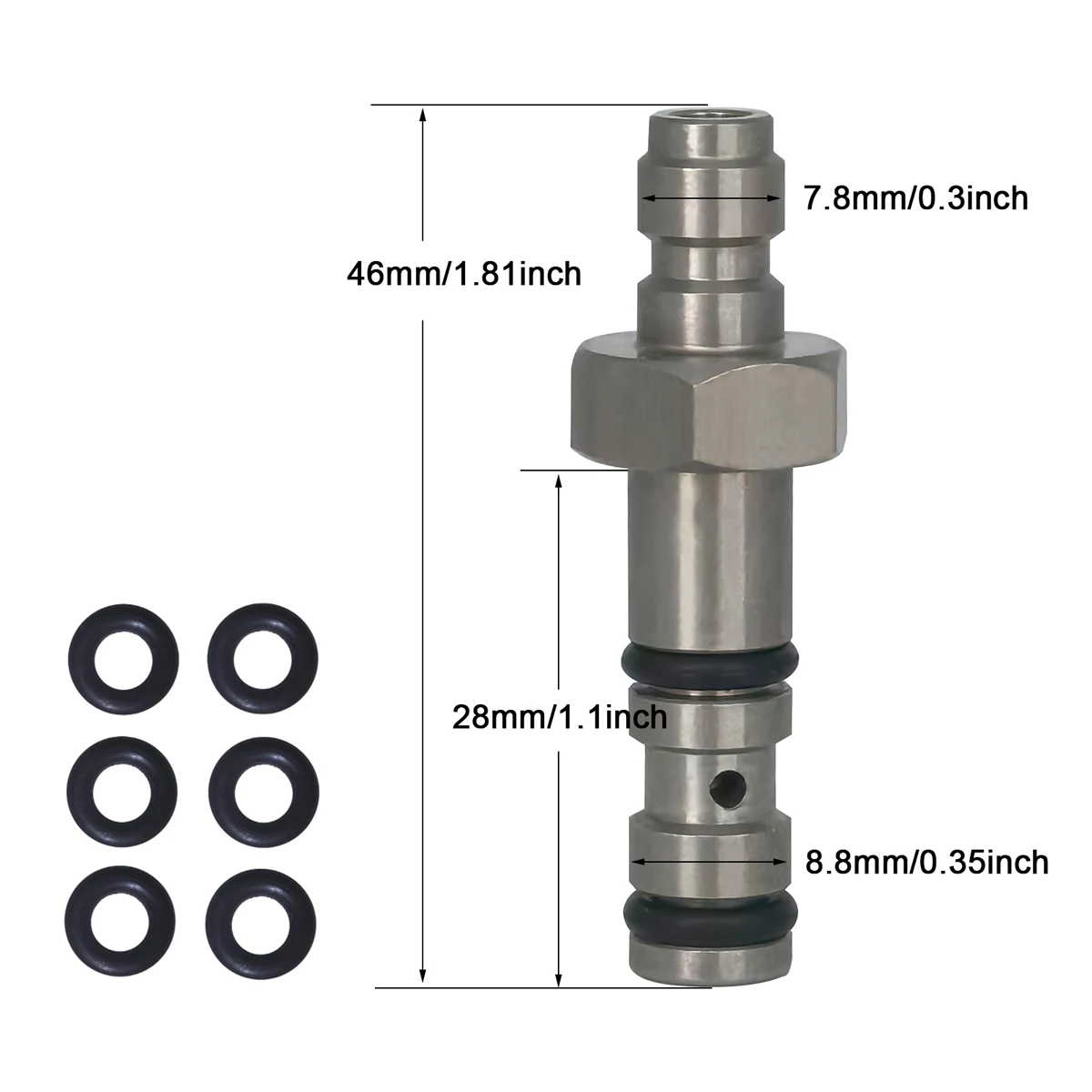 Stainless Steel Filling Probe Quick Charging Adapter Valve 8mm Fill Nipple or 1/8BSPP Thread for High Pressure Air