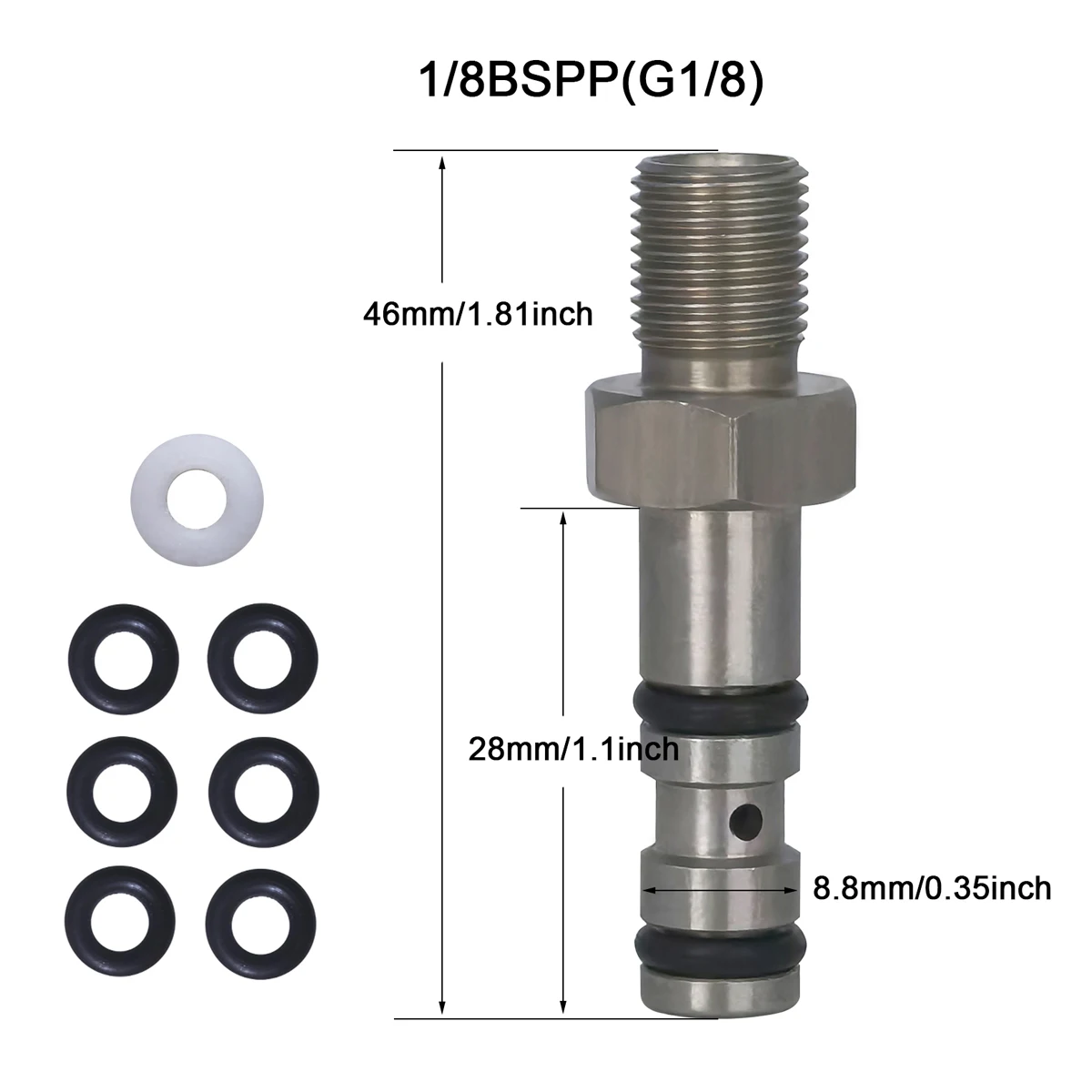 Stainless Steel Filling Probe Quick Charging Adapter Valve 8mm Fill Nipple or 1/8BSPP Thread for High Pressure Air