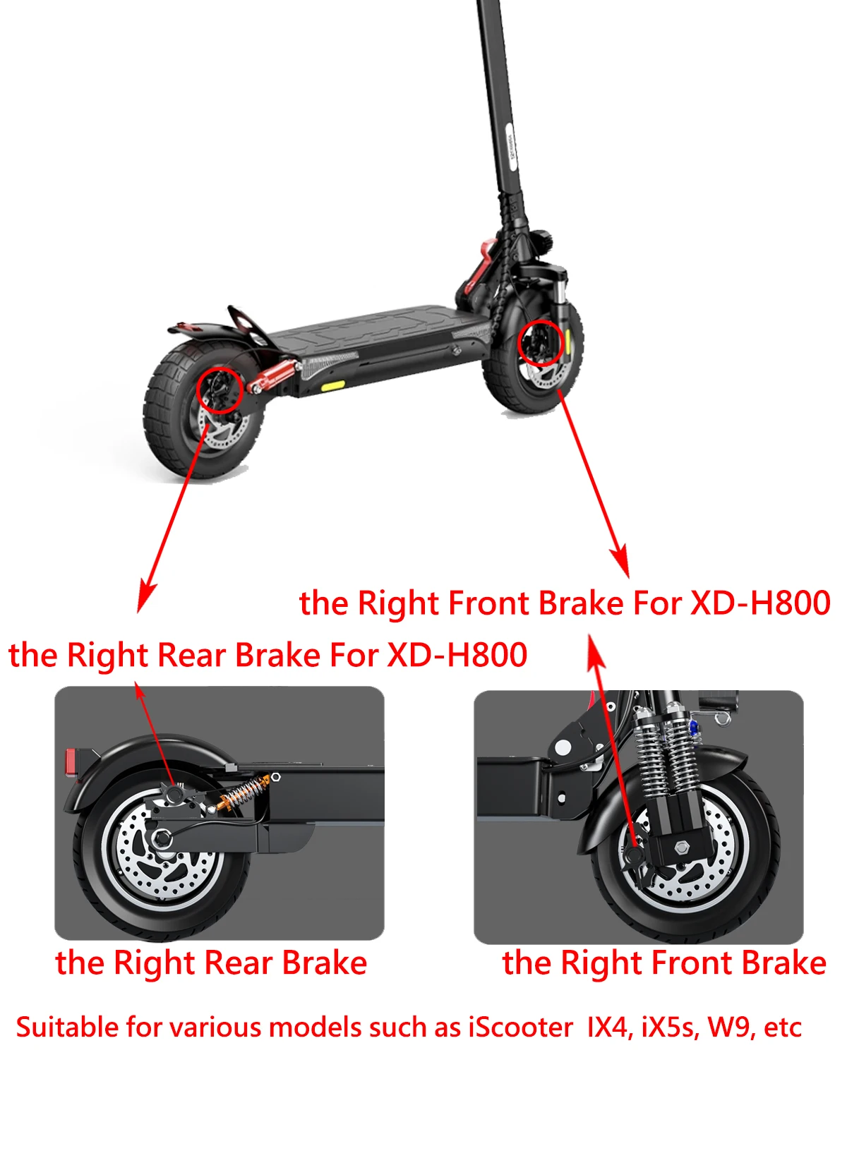 XOD H800/H880 Electric Scooter Hydraulic Oil Brake for IScooter IX4, IX5s W9 Electric Scooter Hydraulic Disc Brake