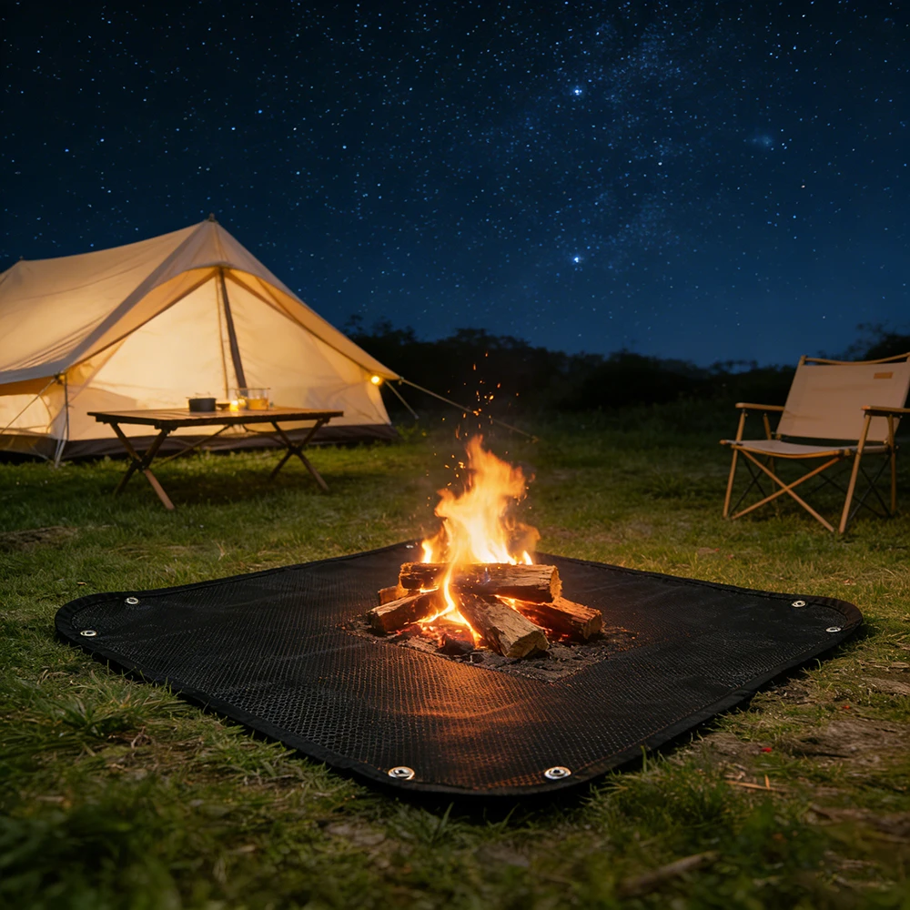 3D Fireproof Silicone Mat Camping Stove Bonfire Heat Resistant Picnic Firewood Stove Mat Flame Retardant Ground Protector Pad