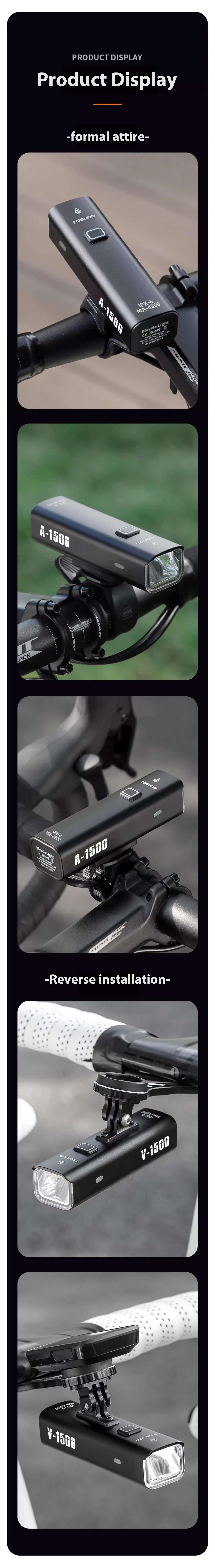 TOSUOD Bicycle Light 1000/1200/1500 Lumen Bike Headlight Power Bank Flashlight Handlebar USB Charging MTB Road Highlight