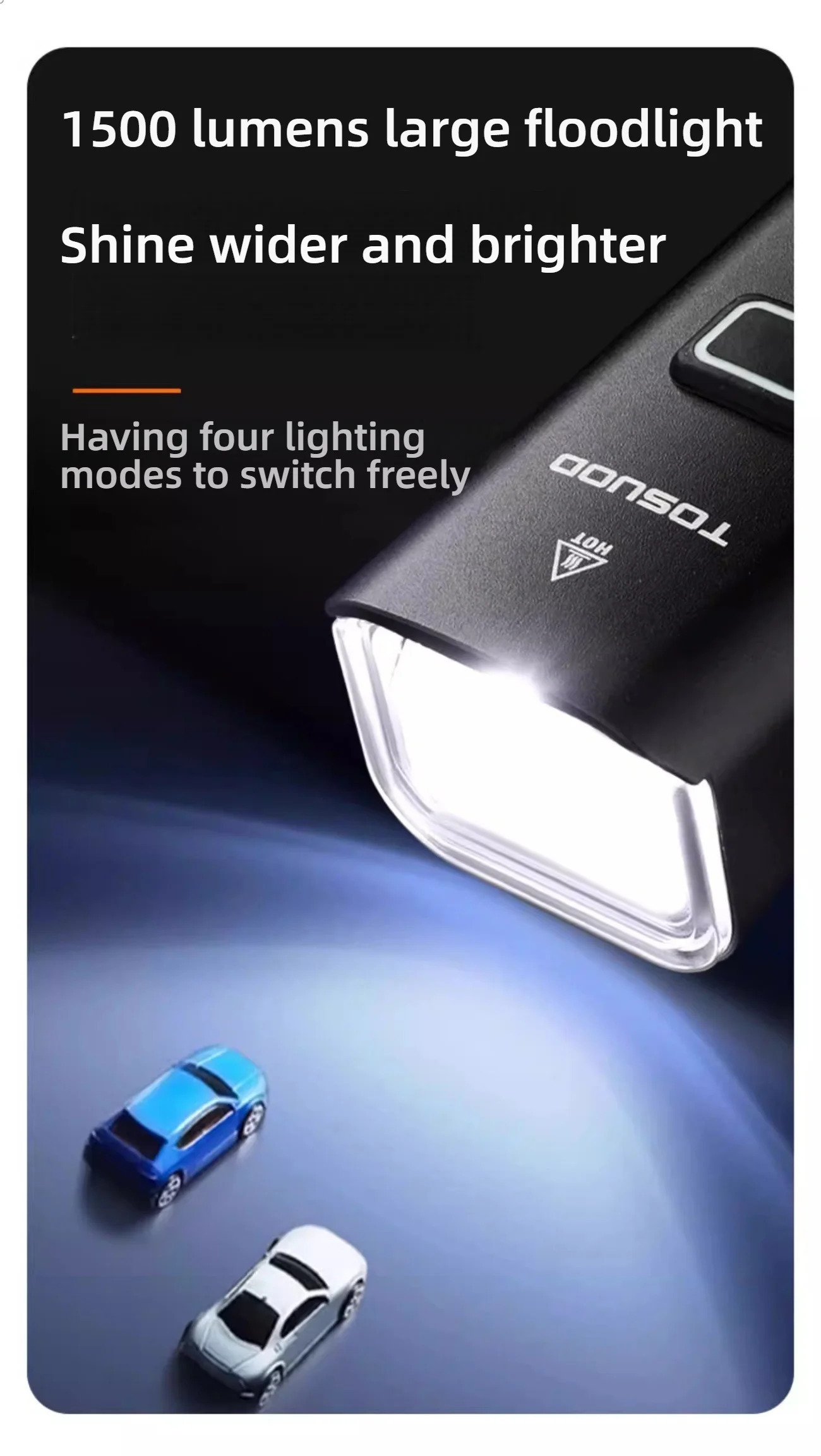 TOSUOD Bicycle Light 1000/1200/1500 Lumen Bike Headlight Power Bank Flashlight Handlebar USB Charging MTB Road Highlight