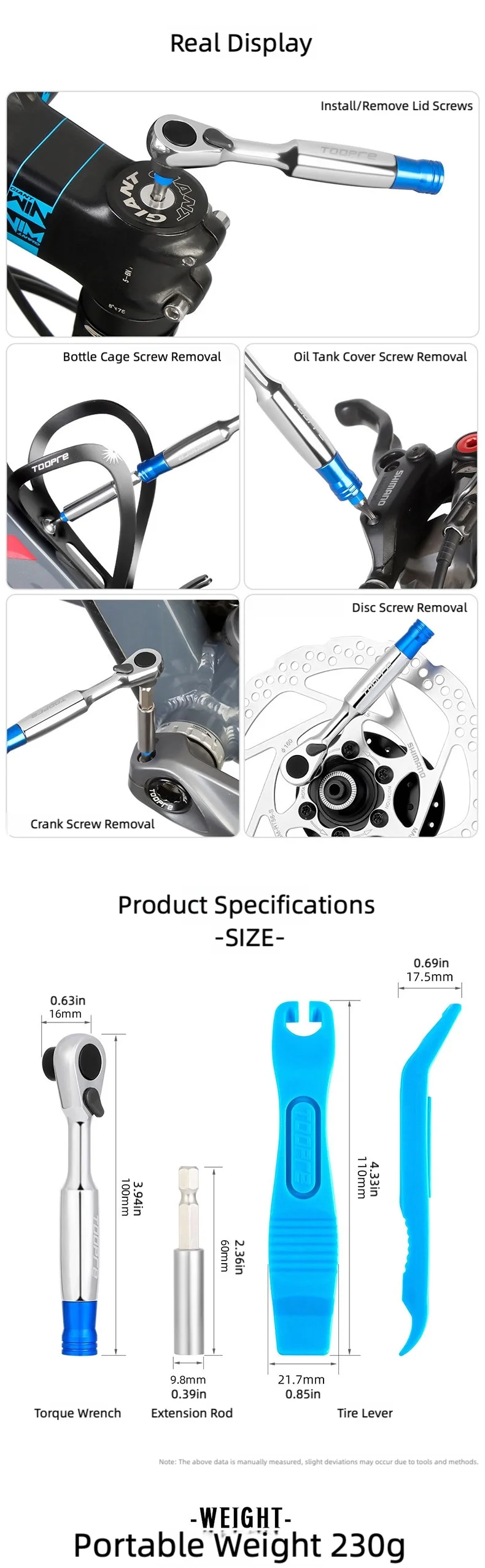 TOOPRE Bicycle Ratchet Wrench Repair Set Portable Edition Multi Functional Bike Tire Wrench Tyre Tire Patch Repair Tool Kits