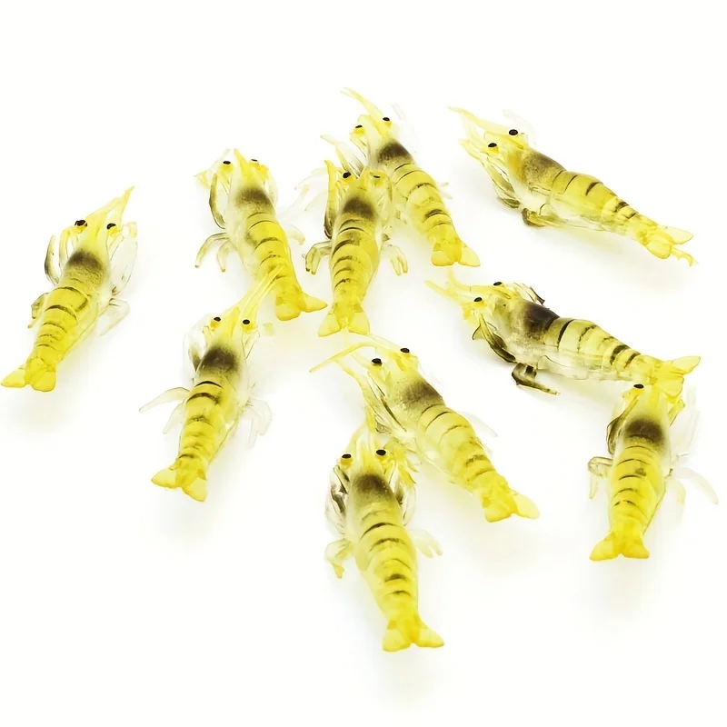 20Pcs Luminous Soft Shrimp Lures Silicone Artificial Bait Simulation Prawn with Hooks Carp Wobbler for Fishing Tackle Lure Carp