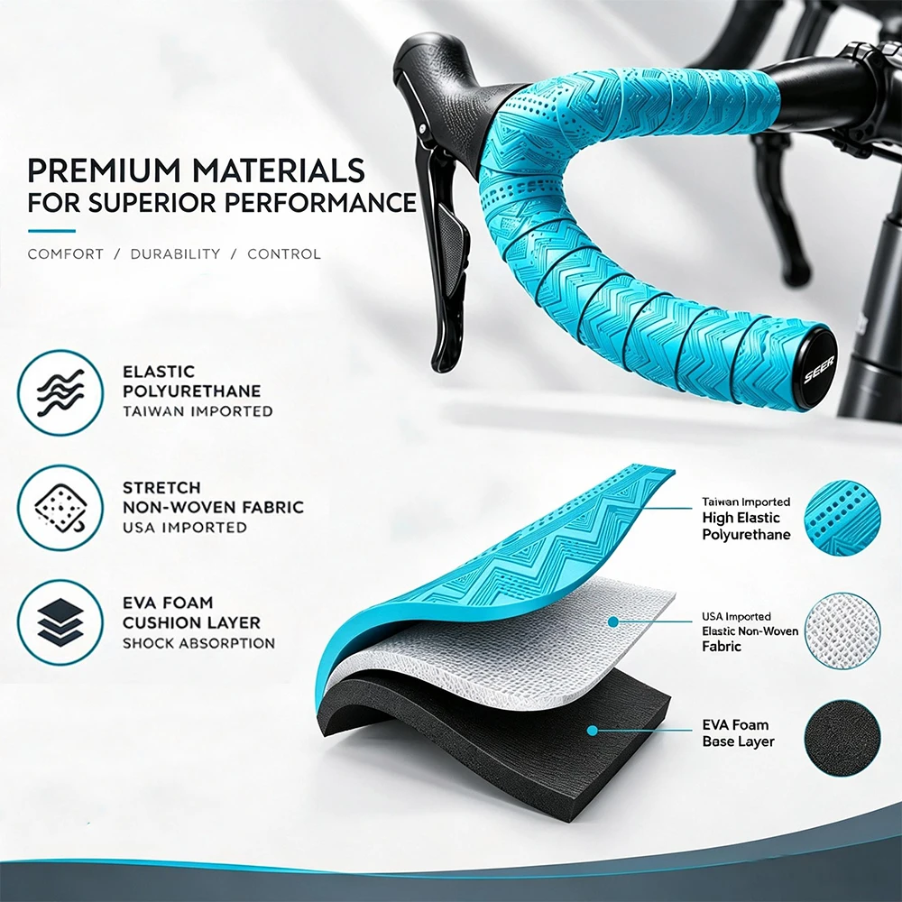 SEER Road Bike Handlebar Tape EVA Thick Soft & Anti-Slip Comfortable Shockproof Bike Grip Tape for Handlebars Bicycle Accessorie