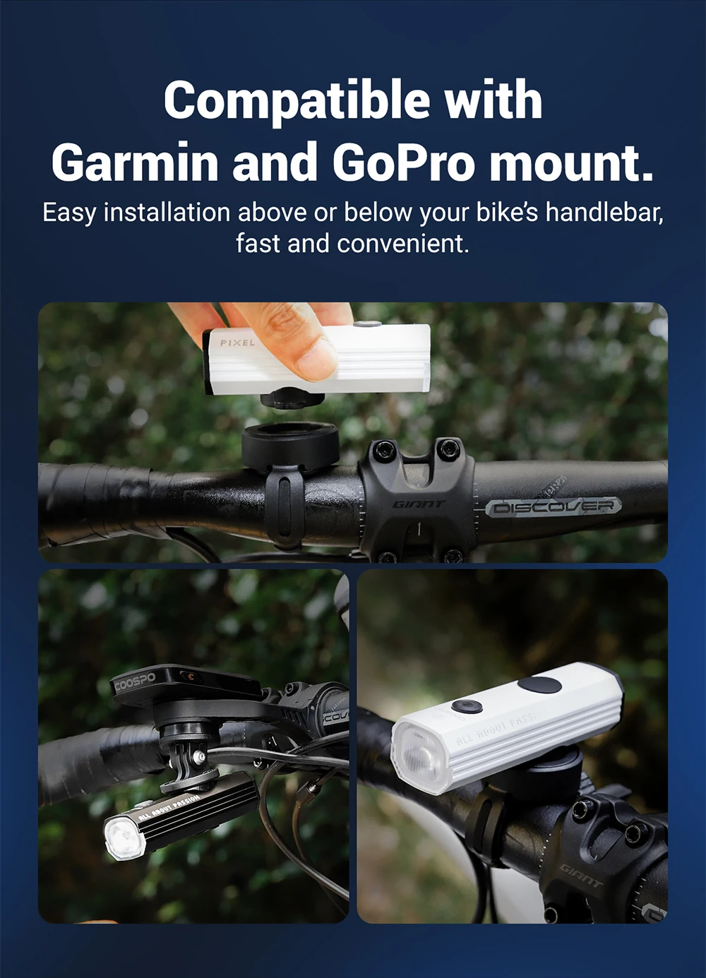 COOSPO 400-900Lumens Bike Headlight Waterproof Rechargeable Front Lamp Bicycle Light Aluminum Ultralight Flashlight Highlight
