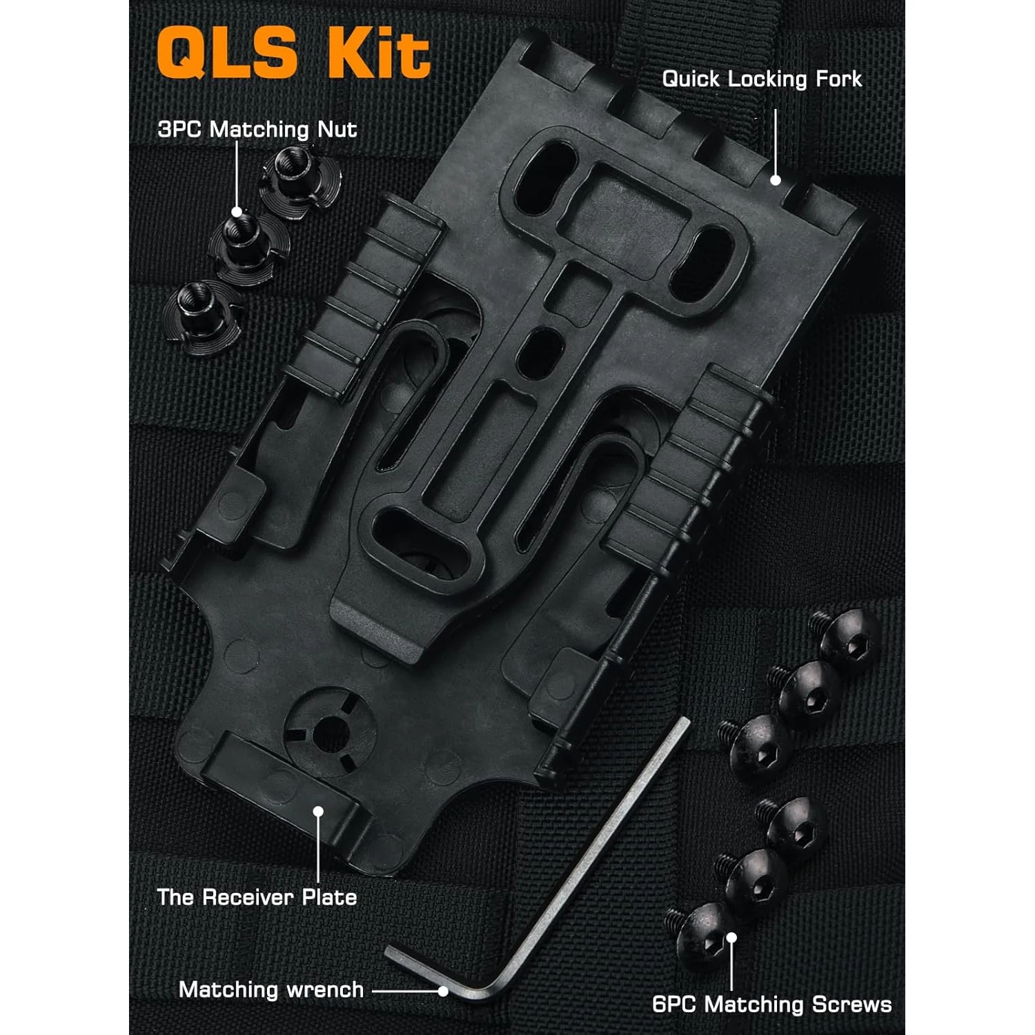 3PCS QLS Kit Quick Locking System Kit, QLS Receiver Plate Platform Attachment for Duty Holster Locking Fork