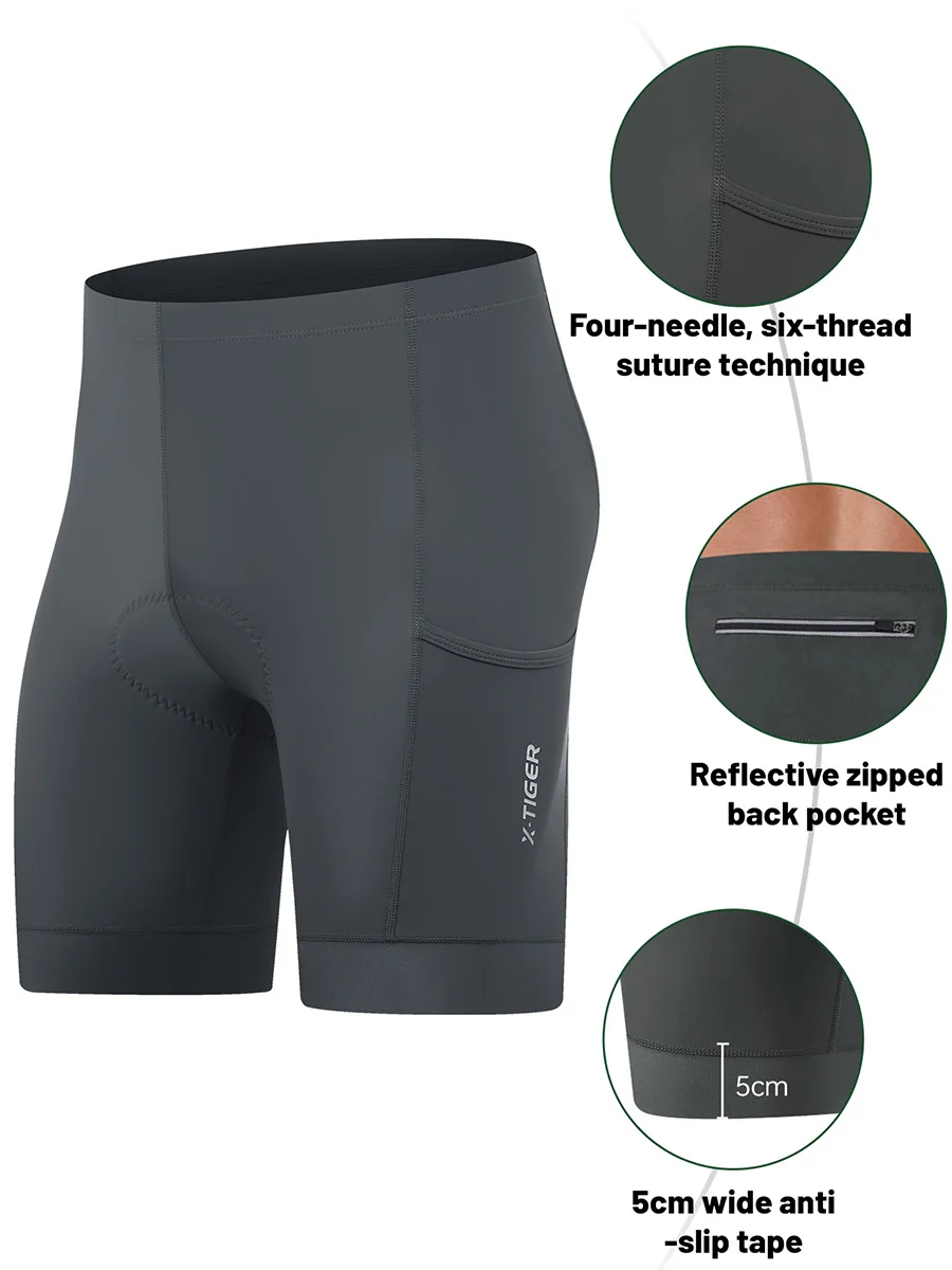 X-TIGER Premium Road Bike Shorts With 5D Gel Pads Men's Cycling Shorts With Zippered Pockets Breathable Outdoor Cycling Gear