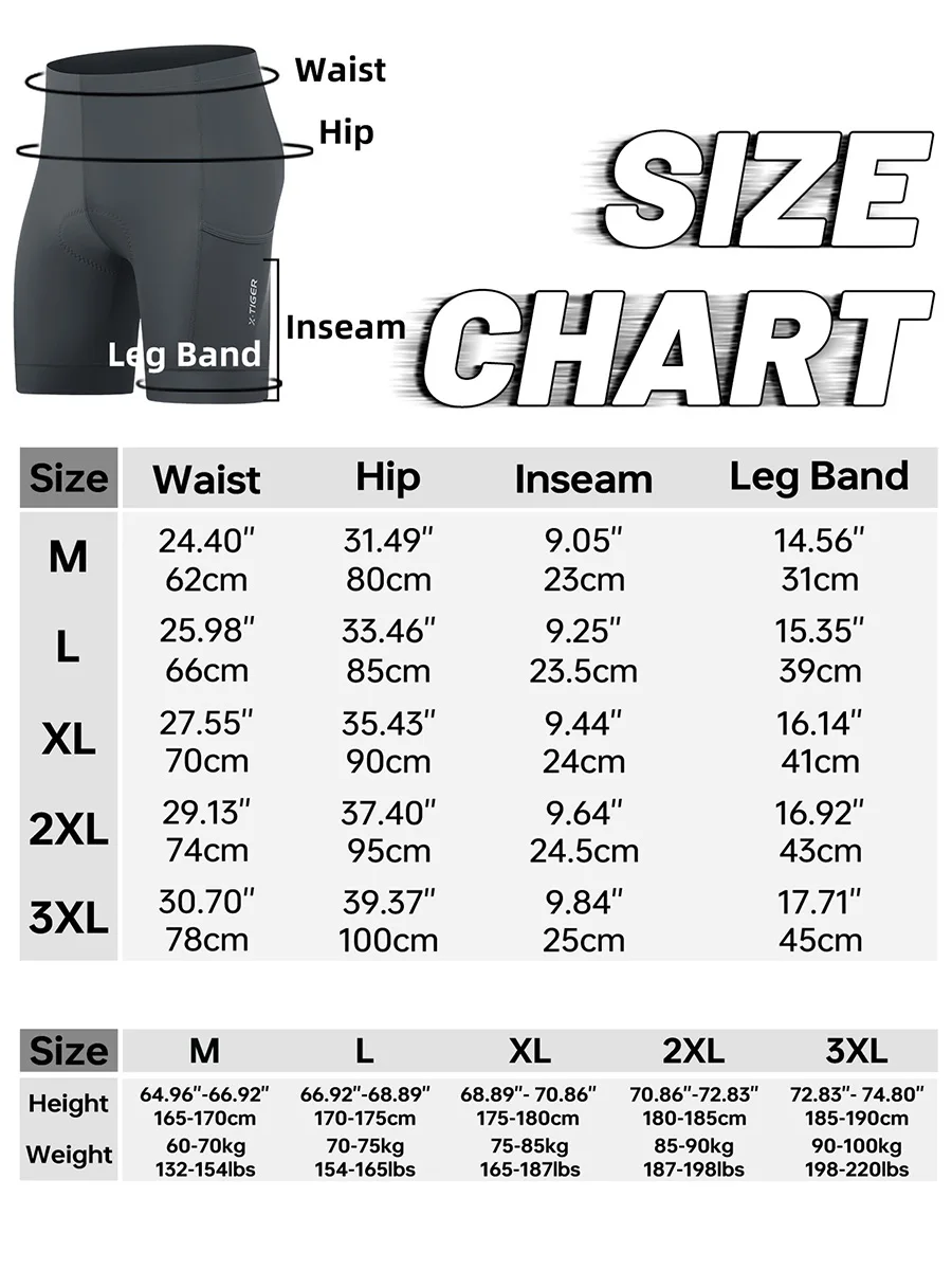 X-TIGER Premium Road Bike Shorts With 5D Gel Pads Men's Cycling Shorts With Zippered Pockets Breathable Outdoor Cycling Gear