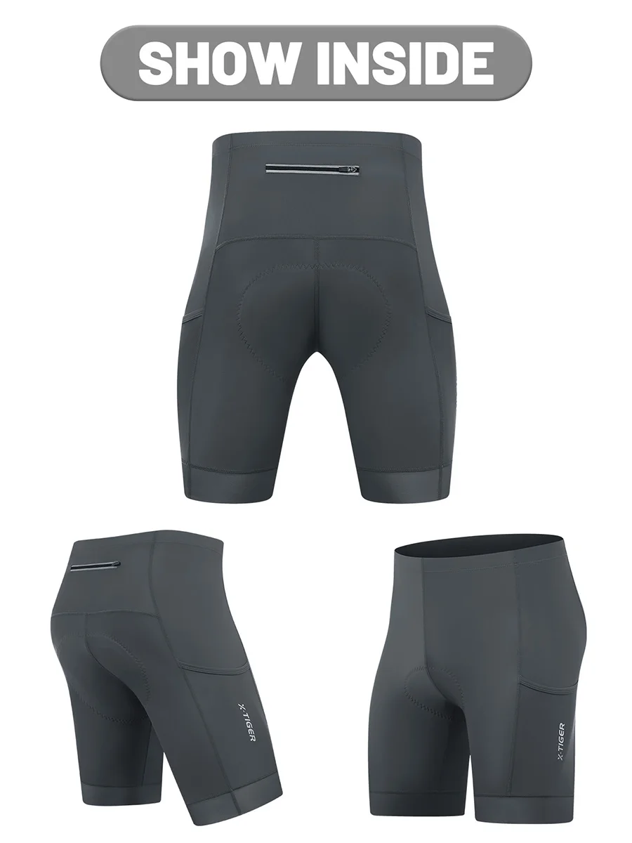 X-TIGER Premium Road Bike Shorts With 5D Gel Pads Men's Cycling Shorts With Zippered Pockets Breathable Outdoor Cycling Gear