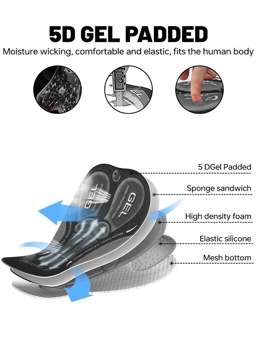 X-TIGER Premium Road Bike Shorts With 5D Gel Pads Men's Cycling Shorts With Zippered Pockets Breathable Outdoor Cycling Gear