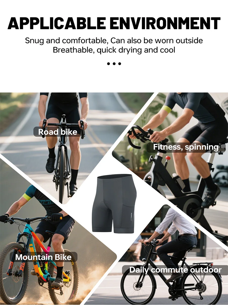 X-TIGER Premium Road Bike Shorts With 5D Gel Pads Men's Cycling Shorts With Zippered Pockets Breathable Outdoor Cycling Gear