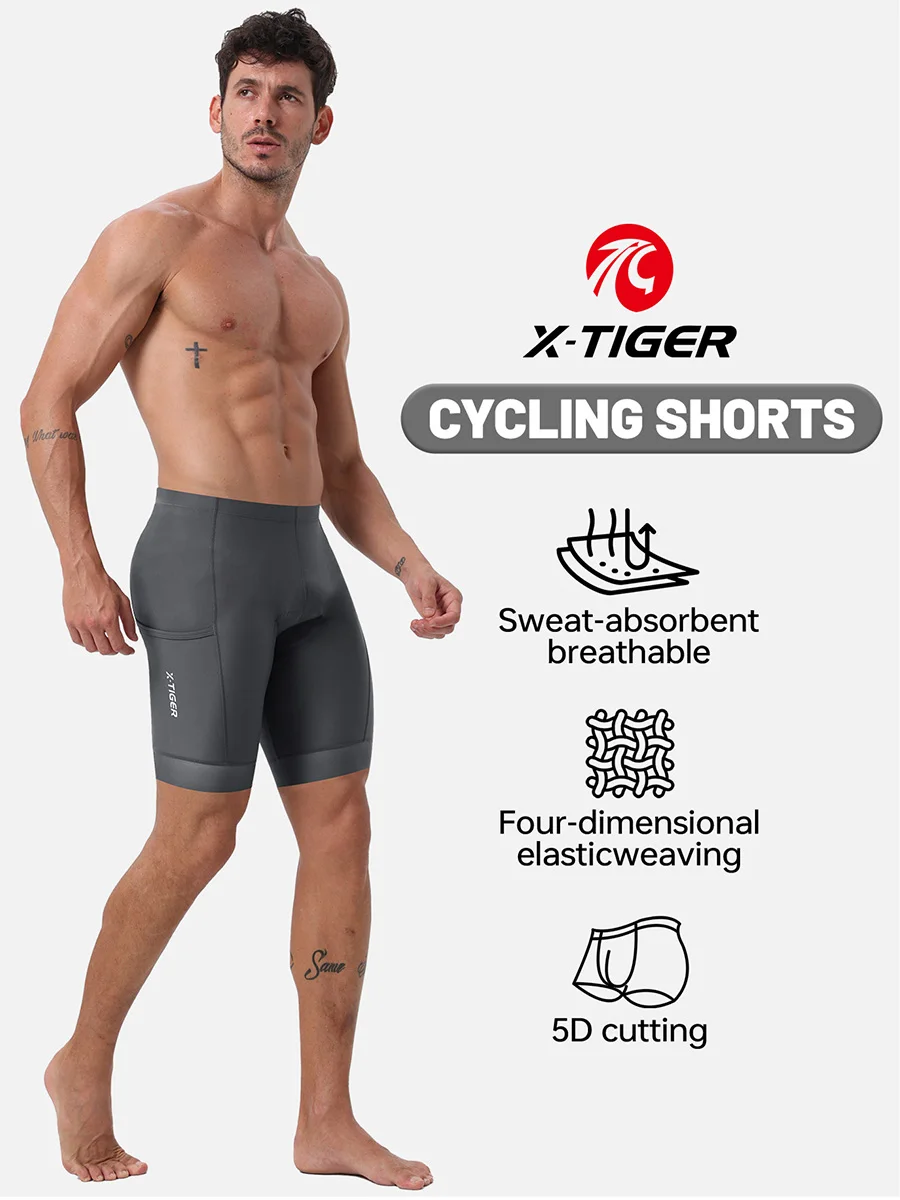 X-TIGER Premium Road Bike Shorts With 5D Gel Pads Men's Cycling Shorts With Zippered Pockets Breathable Outdoor Cycling Gear