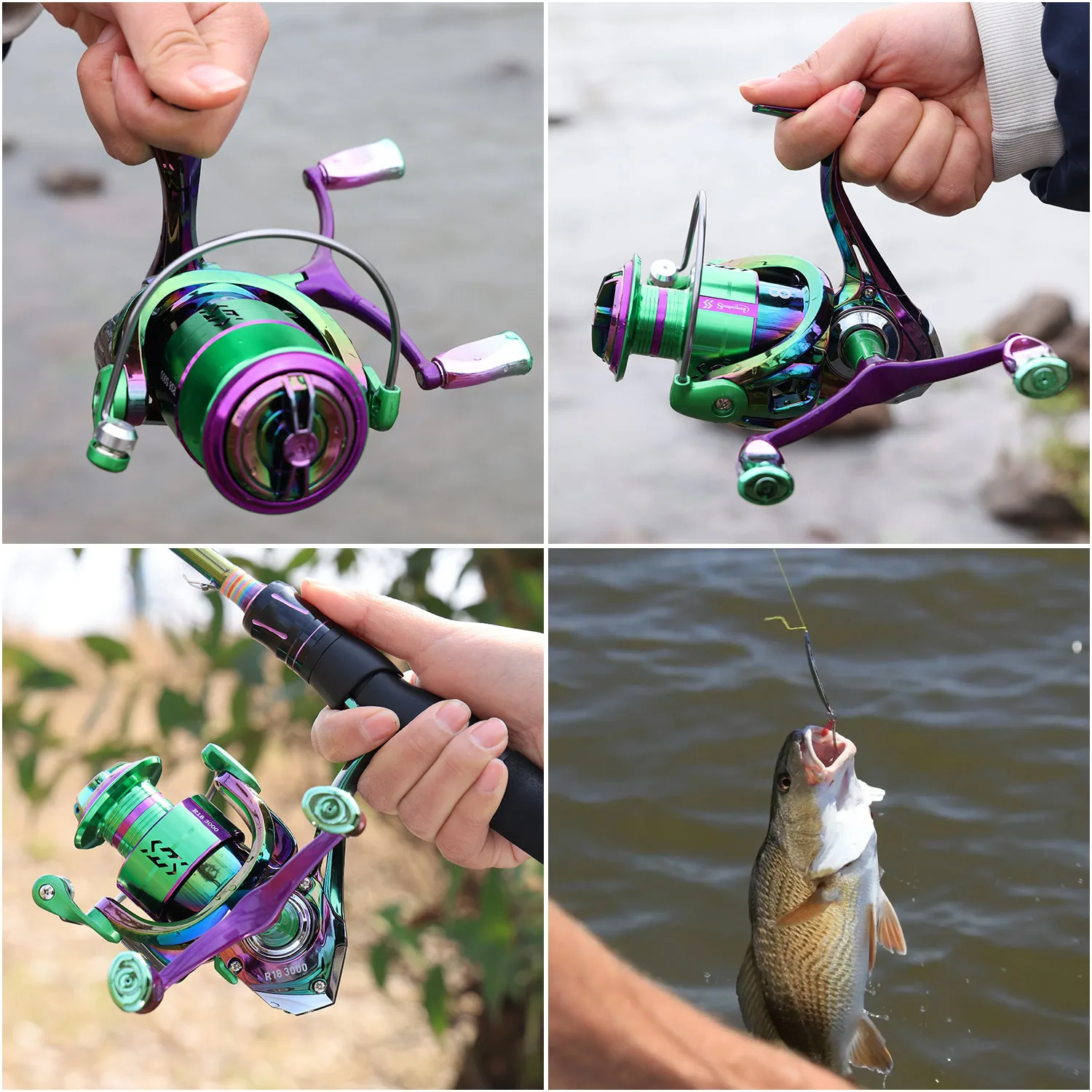 Sougayilang Double Handle Spinning Fishing Reel CNC Aluminum Spool 5.0:1/4.7:1 Gear Ratio All Metal fishing reel Fishing Tackle
