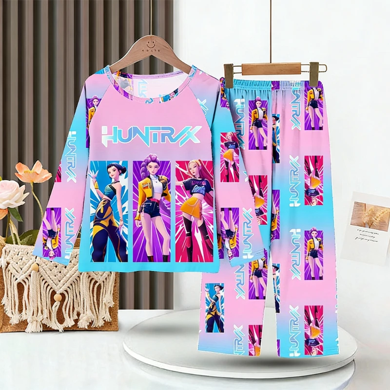 New Spring Pijamas Long Sleeve Print Cartoon Hunter Pajamas Set Kids Boys Girls Sleepwear Nightwear Homewear Clothes Set
