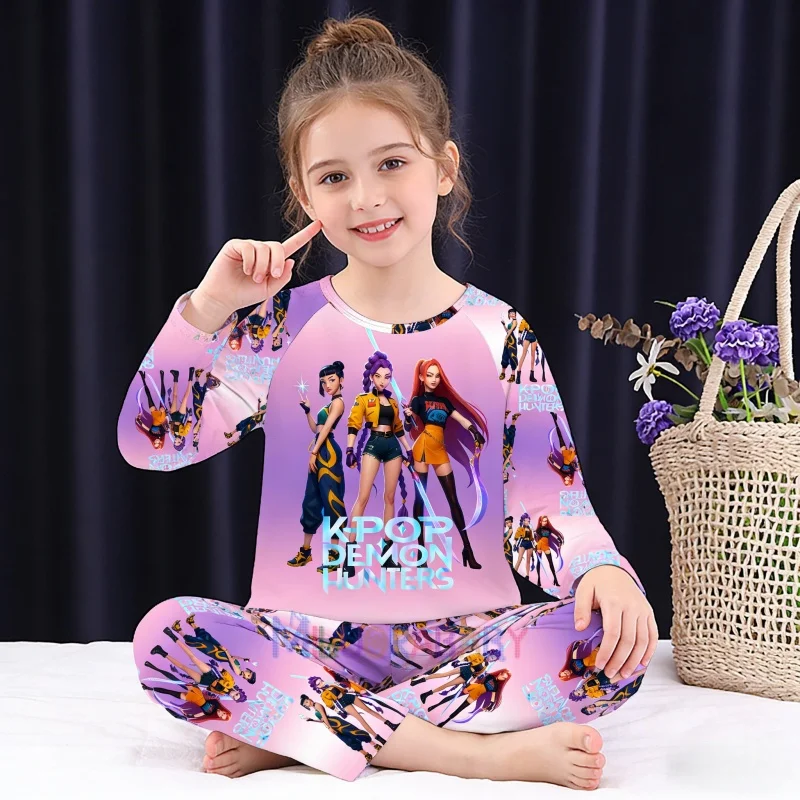 New Spring Pijamas Long Sleeve Print Cartoon Hunter Pajamas Set Kids Boys Girls Sleepwear Nightwear Homewear Clothes Set