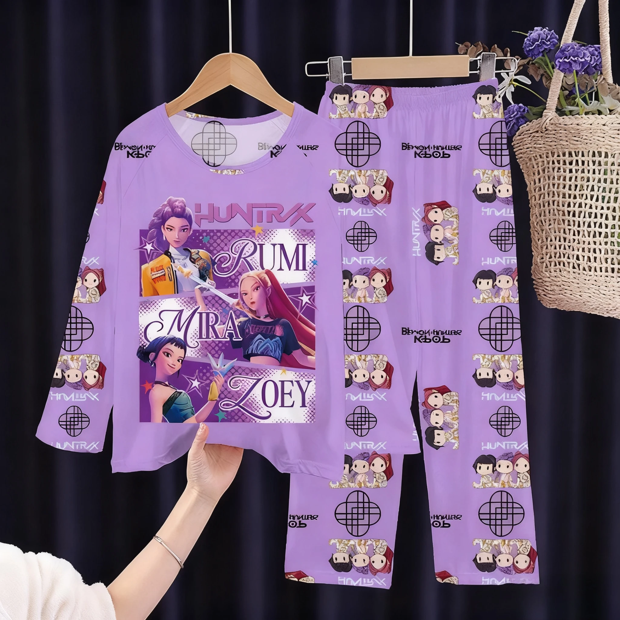 New Spring Pijamas Long Sleeve Print Cartoon Hunter Pajamas Set Kids Boys Girls Sleepwear Nightwear Homewear Clothes Set