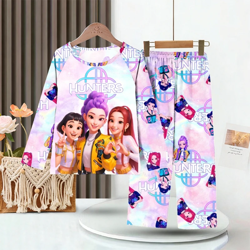 New Spring Pijamas Long Sleeve Print Cartoon Hunter Pajamas Set Kids Boys Girls Sleepwear Nightwear Homewear Clothes Set