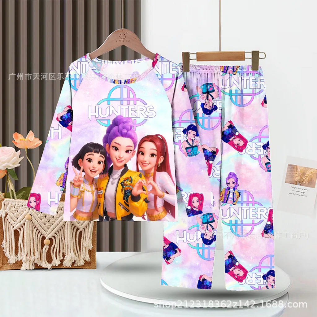New Spring Pijamas Long Sleeve Print Cartoon Hunter Pajamas Set Kids Boys Girls Sleepwear Nightwear Homewear Clothes Set