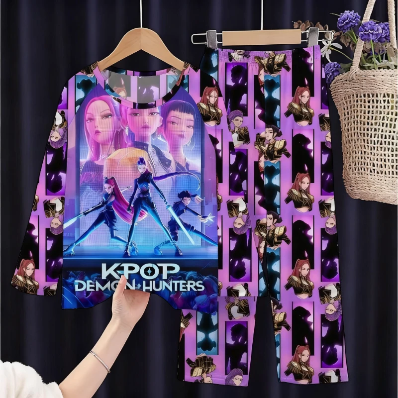 New Spring Pijamas Long Sleeve Print Cartoon Hunter Pajamas Set Kids Boys Girls Sleepwear Nightwear Homewear Clothes Set