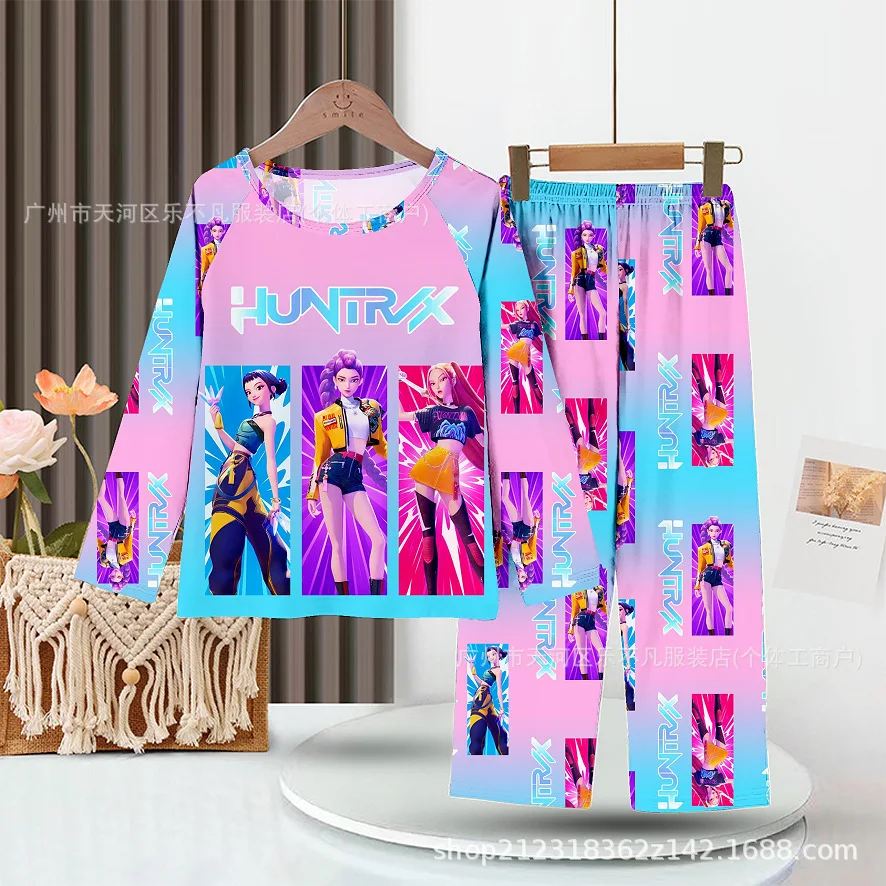 New Spring Pijamas Long Sleeve Print Cartoon Hunter Pajamas Set Kids Boys Girls Sleepwear Nightwear Homewear Clothes Set