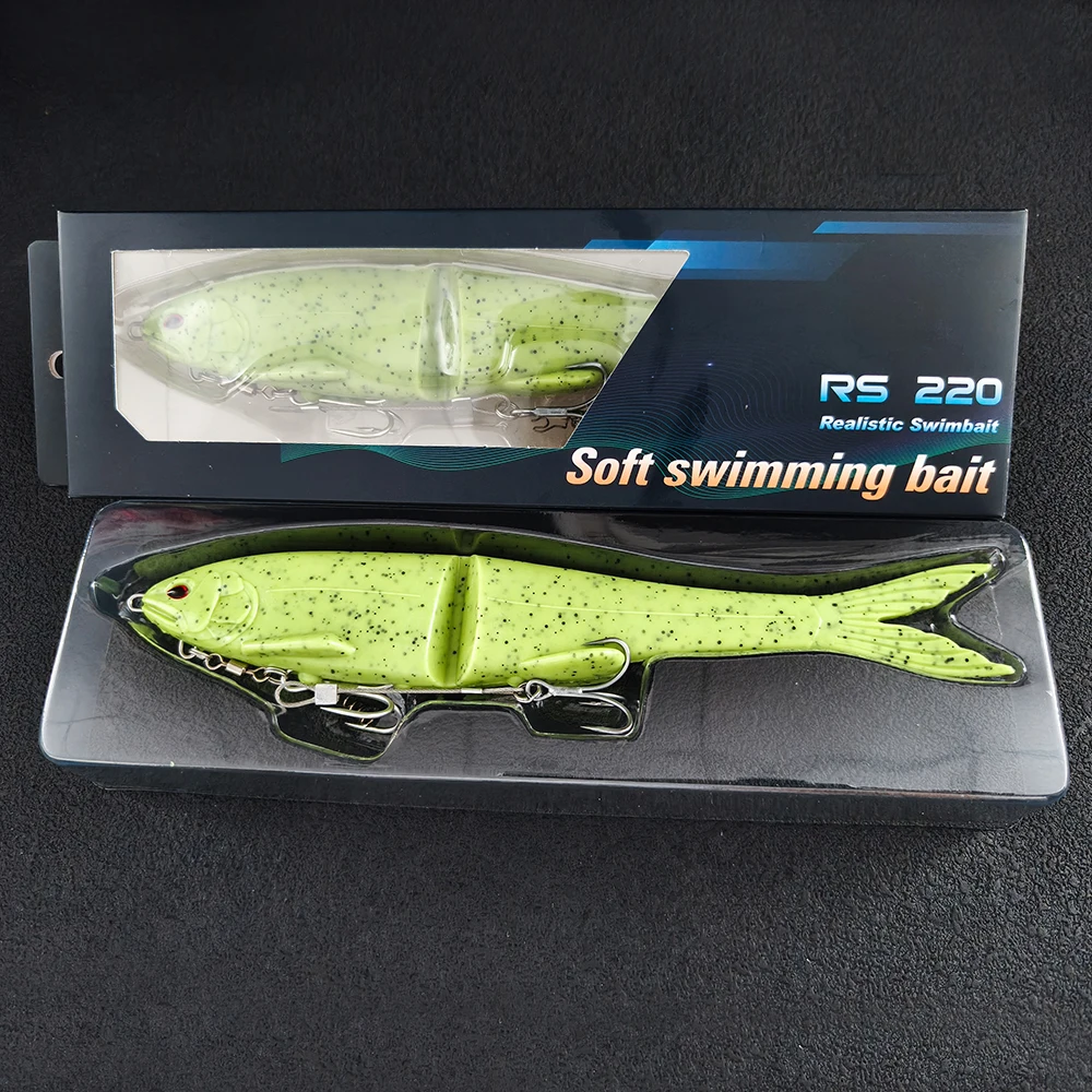 LUREGO 22cm 2-Section Premium Soft Bait - Designed for Both Swimming & Lure Fishing, Includes Double Hooks