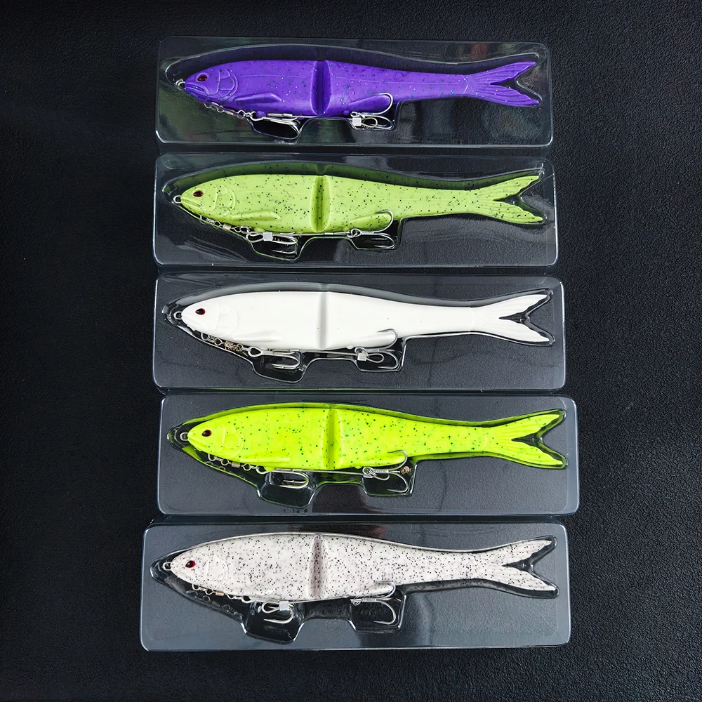 LUREGO 22cm 2-Section Premium Soft Bait - Designed for Both Swimming & Lure Fishing, Includes Double Hooks