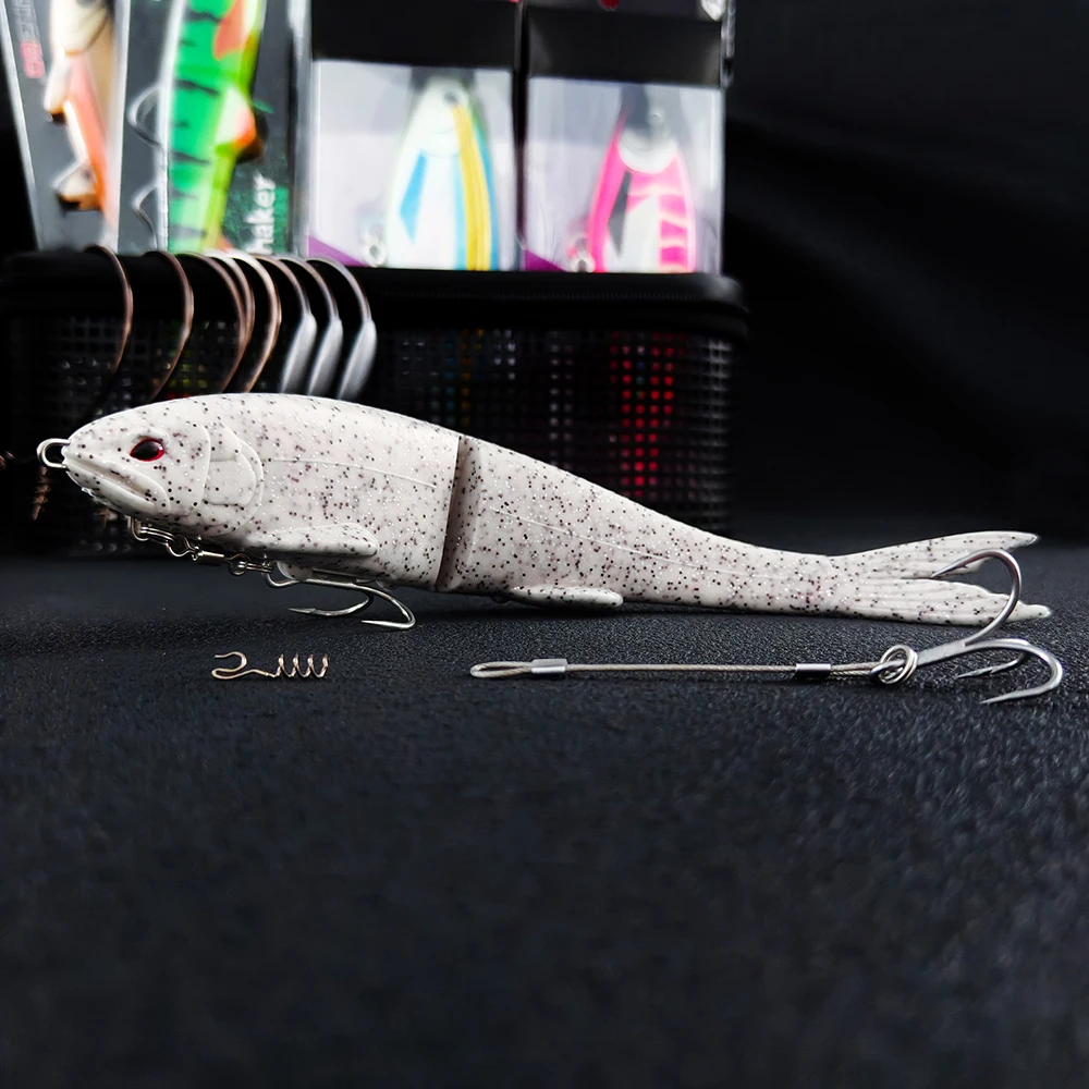 LUREGO 22cm 2-Section Premium Soft Bait - Designed for Both Swimming & Lure Fishing, Includes Double Hooks